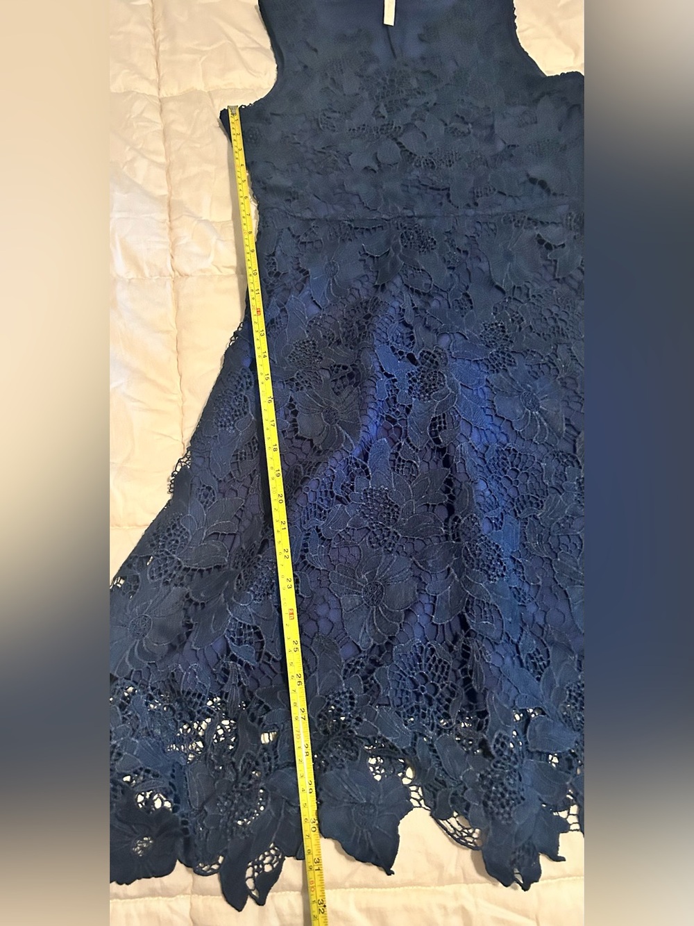 Sleeveless navy Blue  Lace A-Line Dress - Picture 9 of 9